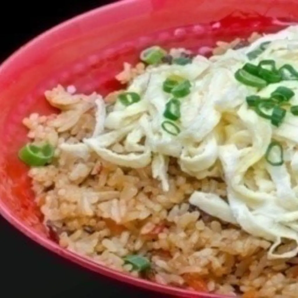 Japanese Fried Rice with Eggs a Meat Piecesnd